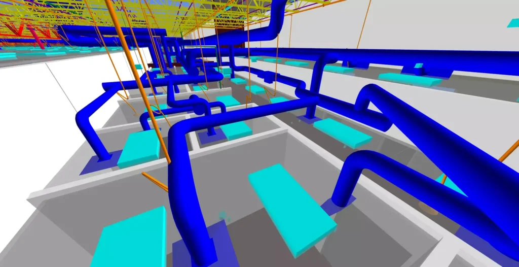 Navisworks view of pipes